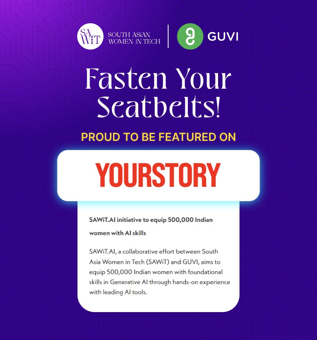 We are proud to be featured in <a href="/businessline/">businessline</a> 
<a href="/sawit_network/">SAWiT</a> and <a href="/guviofficial/">HCL GUVI</a> powered by <a href="/getkalido/">Kalido</a>, are on a mission to empower 500,000 women with foundational Generative AI skills. 

yourstory.com/2024/07/startu…

Register now - bit.ly/3XZcCMk