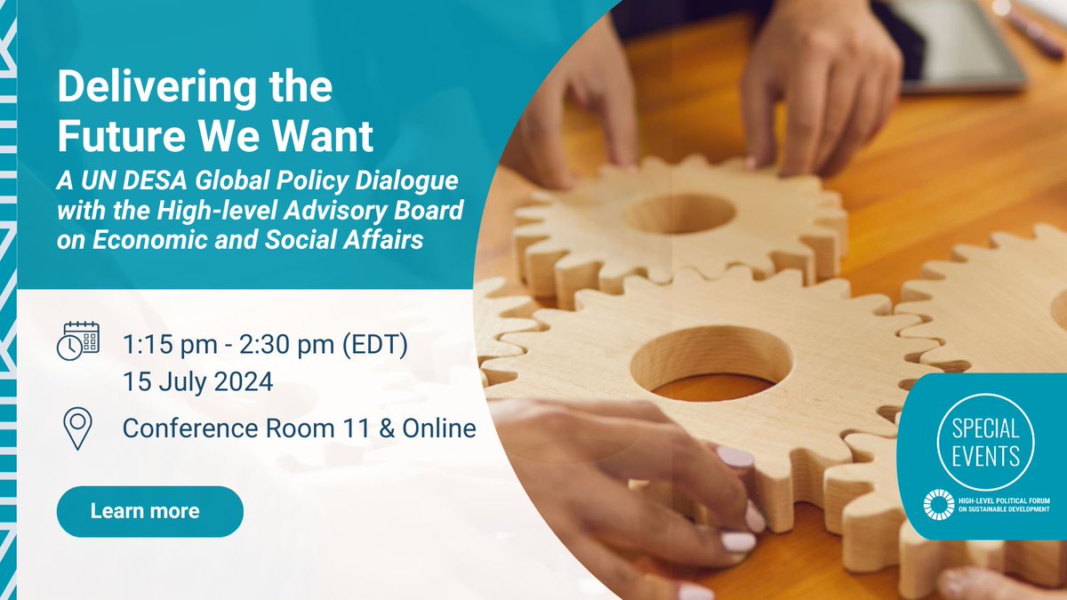 SustDev's tweet photo. A busy day of events! Join us at 1:15 PM EDT for "Delivering the Future We Want," a UN DESA Global Policy Dialogue. 🌍💬
Join online or in-person at the UNHQ.
🔗 Register here: https://t.co/ml0QlNMMcL
#HLPF2024 #SDGs #GlobalPolicyDialogue #UNDESA https://t.co/5tfAMjkYOT