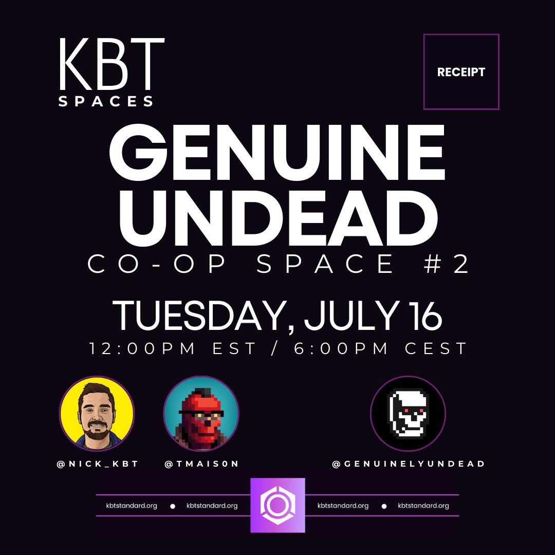 "Receipt" by KBT (@receipt6809) on Twitter photo Our collaborative space this week takes us to episode #2 with Genuine Undead ๐
Come join <a href="/tMAIS0N/">๐๐๐๐๐๐๐๐ค</a> and @Nick_KBT to catch up on the latest strategic partnership developments between <a href="/GenuinelyUndead/">GenuinelyUndead</a> / <a href="/KBTstandard/">KBT Standard</a> ๐ค Our collaborative space this week takes us to episode #2 with Genuine Undead ๐
Come join <a href="/tMAIS0N/">๐๐๐๐๐๐๐๐ค</a> and @Nick_KBT to catch up on the latest strategic partnership developments between <a href="/GenuinelyUndead/">GenuinelyUndead</a> / <a href="/KBTstandard/">KBT Standard</a> ๐ค
