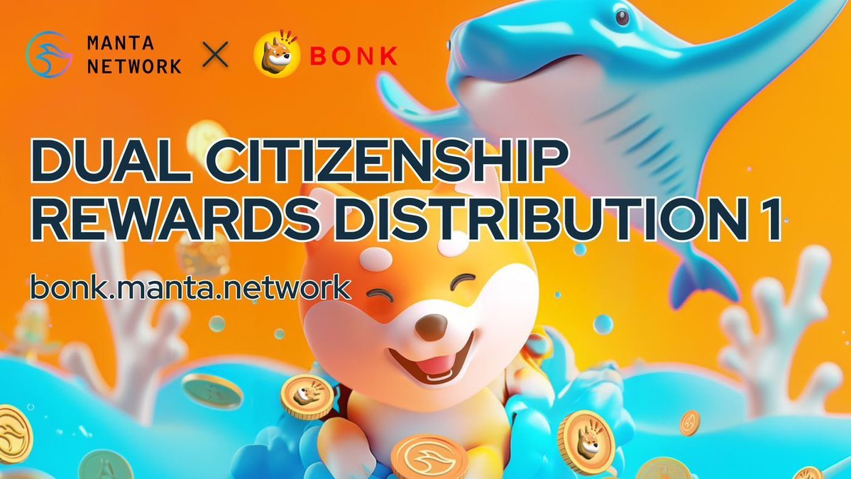 The first rewards distribution for the <a href="/bonk_inu/">BONK!!!</a>  x <a href="/MantaNetwork/">Manta Network (🔱,🔱)</a> Dual Citizenship is now available. 

If you locked 1M+ #BONK before July 11th and have an active #MantaPacific wallet, you can claim your rewards at bonk.manta.network.