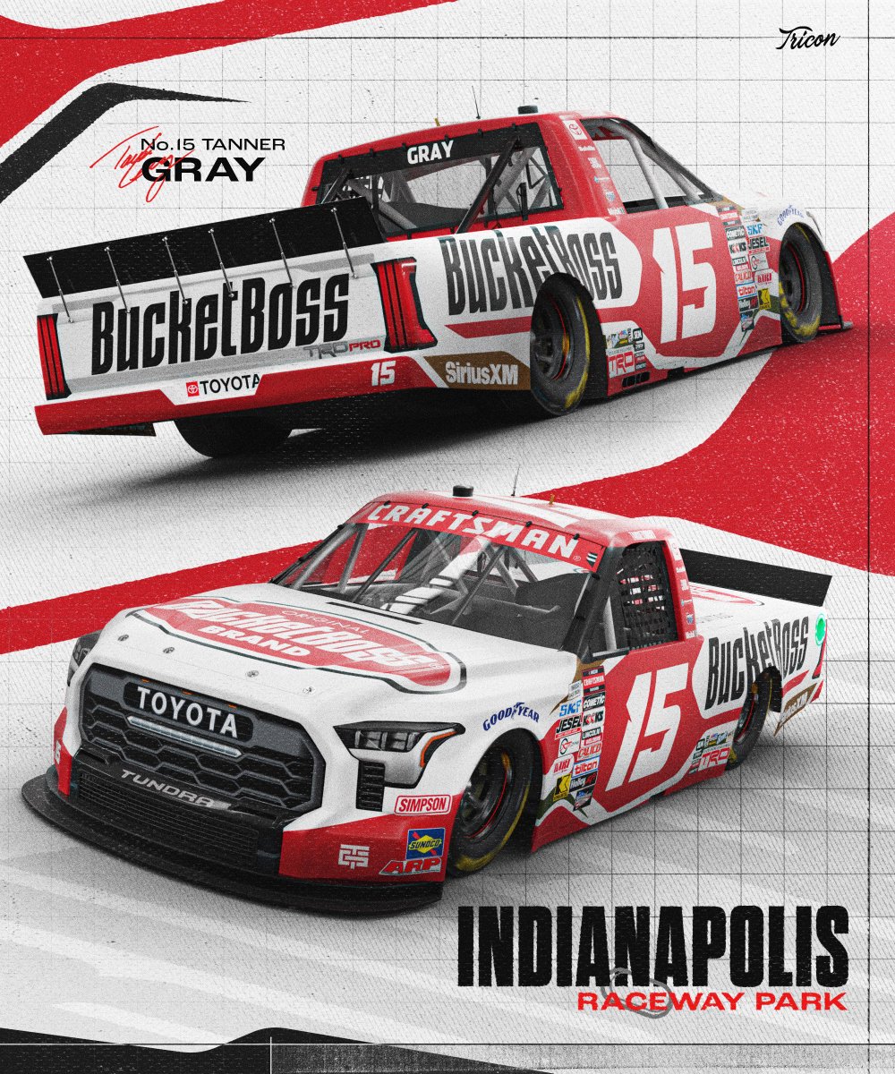 TRICON (@tricongarage) on Twitter photo We’re taking <a href="/TheBucketBoss/">BucketBoss</a> to Indy. 🪣
Tanner Gray is repping a new look No. 15 at IRP. 🙌 We’re taking <a href="/TheBucketBoss/">BucketBoss</a> to Indy. 🪣
Tanner Gray is repping a new look No. 15 at IRP. 🙌