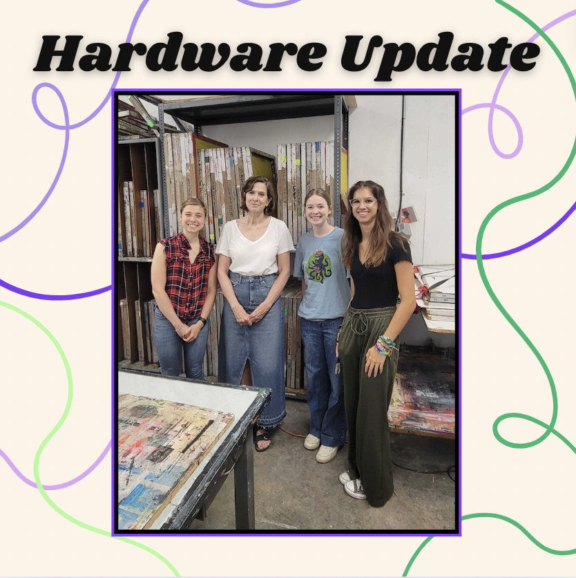 ur_igem's tweet photo. First Hardware Update! A few of our hardware team members met with Eileen Feeney Bushnell, a professor at Rochester Institute of Technology specializing in screen printing with microbes. We had a great time and look forward to meeting with her again!
#igem2024 #hardware https://t.co/quxwD9CuKO