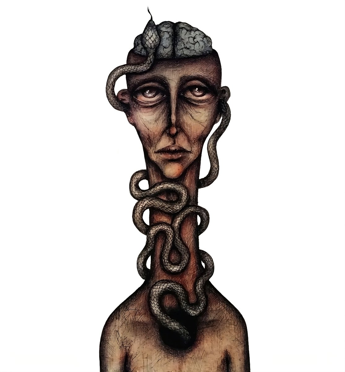 MariePaintings's tweet photo. "Asclepius" has been minted!
https://t.co/H5LiqseXic 
#art #drawing #illustration #pencildrawing #painting #darkart #creepyart #surrealart #whitesnake #healing https://t.co/k2gotWfFoC