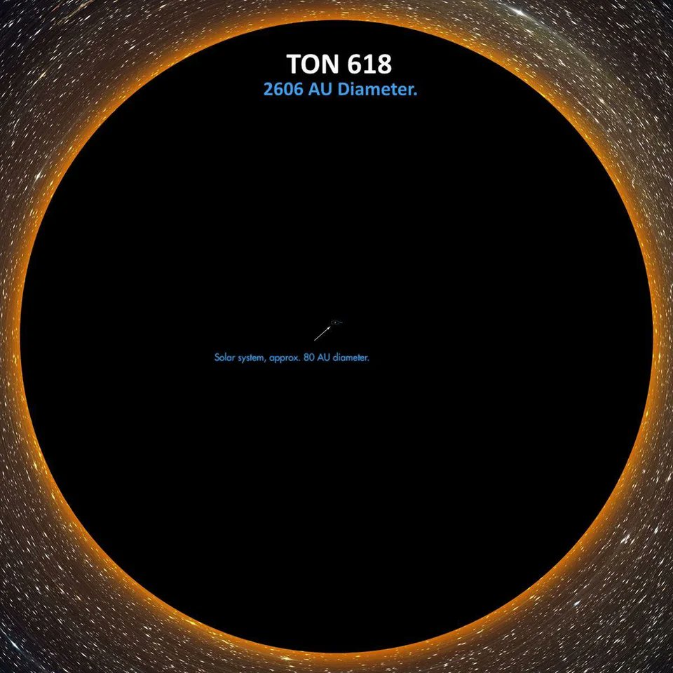 astrosteven_'s tweet photo. Cioè.

Quello in mezzo non è il Sole.

È l'intero Sistema Solare.

E questo è il buco nero supermassiccio TON 618.

Cazzo!

Ritenetevi fortunati che dista più di 10 miliardi di anni luce da noi. https://t.co/Owz7D7ZVj2