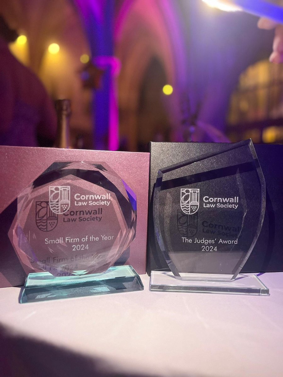 Penderlaw's tweet photo. We’re so excited to have won Small Firm of the Year and the Judges’ Award at @CornwallLawSoc awards which took place @TruroCathedral on Friday 12th July. What a brilliant evening! #cornwallsolicitors #Truro #Cornwall https://t.co/LtwzyvYPtz