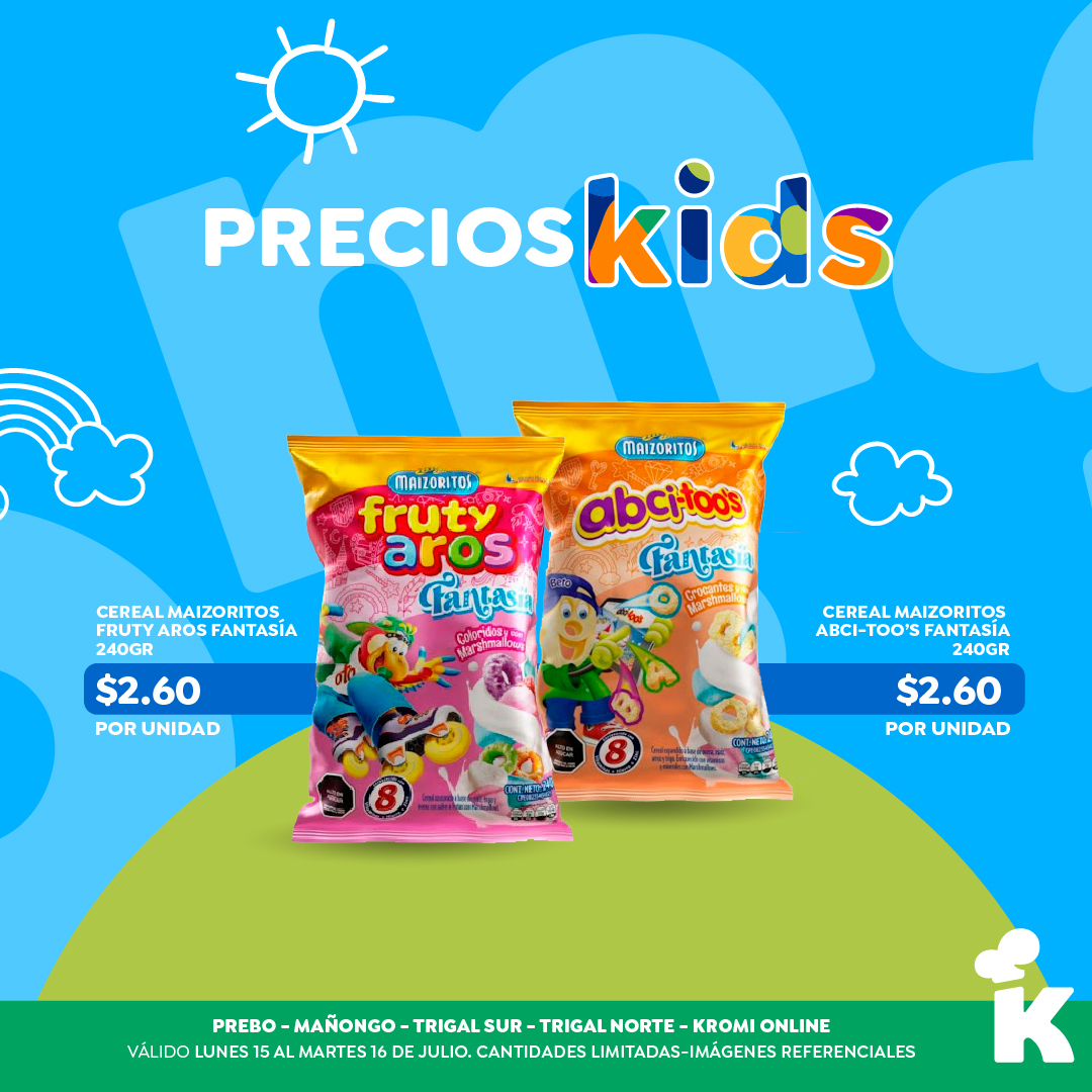 KromiMarket's tweet photo. Disfruta de nuestros #PreciosKids que encuentras en nuestras tiendas y a través de https://t.co/aqiJFJ86bx 😱🛒

Variedad en productos al mejor precio desde hoy lunes 15 al martes 16 de julio o hasta agotarse la existencia.

Precios incluyen IVA https://t.co/b8ToaZE5fw