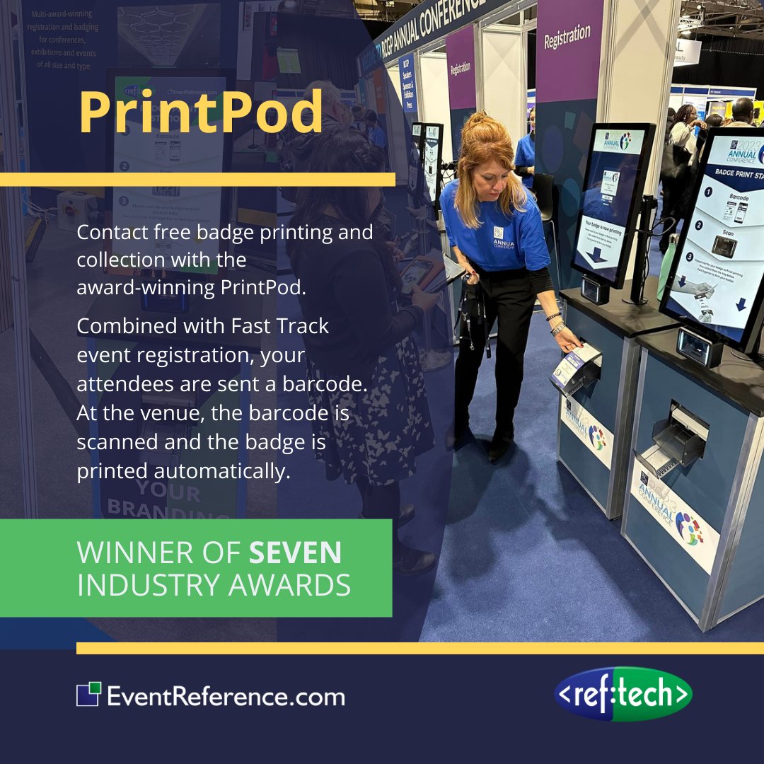 RefTechnology's tweet photo. We’ve been telling you how fabulous our employees are, so we are now putting our award-winning tech in the spotlight too.
The PrintPod! It allows contact free badge collection, meaning a quicker and more seamless event entry.
#printpod #toptech #eventprofs #reftech https://t.co/gS3u353iJy
