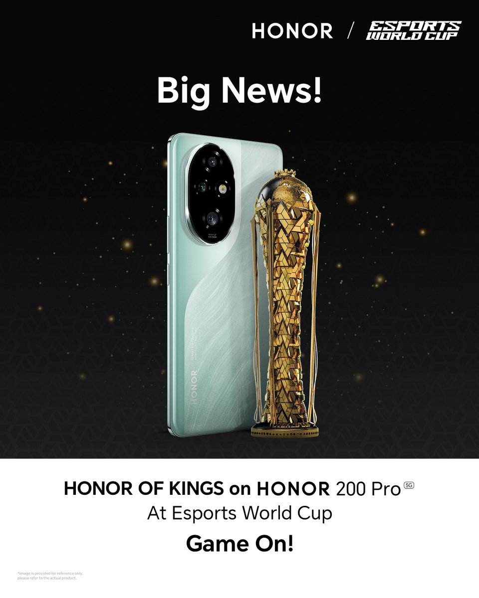 HonorAfrica's tweet photo. Get ready for some epic showdowns in HONOR OF KINGS at the 2024 Esports World Cup! Players will be using the beastly #HONOR200Pro, showing off its killer features and mad tech skills. Don't miss out on heart-pounding matches and unforgettable gameplay! #HONORxEWC https://t.co/0wrm8qHVAI