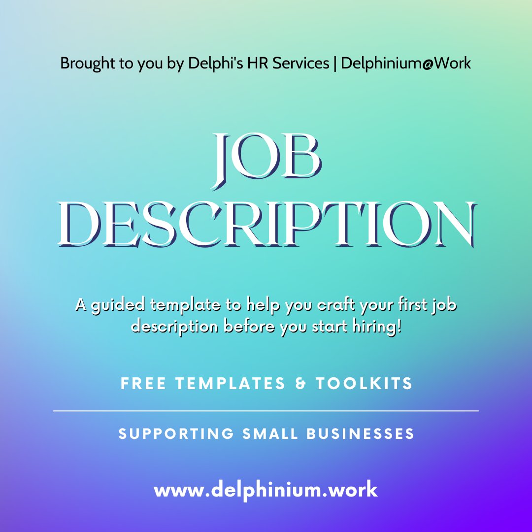 DelphiniumWork's tweet photo. Free MS Word Template to help you with crafting a Job Description! Use this to work through your thought process &amp; hire the staff you truly desire!
https://t.co/Y9vu2q5zlq

#Free #freetemplates #HRTools #HRTemplates #JD #JDTemplate #Jobpostingtemplate #Smallbiz #BizResources https://t.co/Bi6QyR4TjY