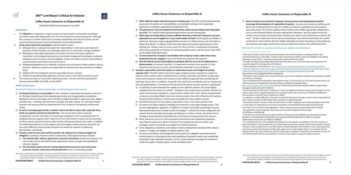 Part of the launch today of a new investor-led initiative on Artificial Intelligence (AI) and Responsible Business Conduct, at the  <a href="/ICGNCorpGov/">ICGN</a> Conference. Join the public consultation on the 'Coffee House Consensus' at: static1.squarespace.com/static/599d47c… #ICGN2024 #GenAI #EthicalAI