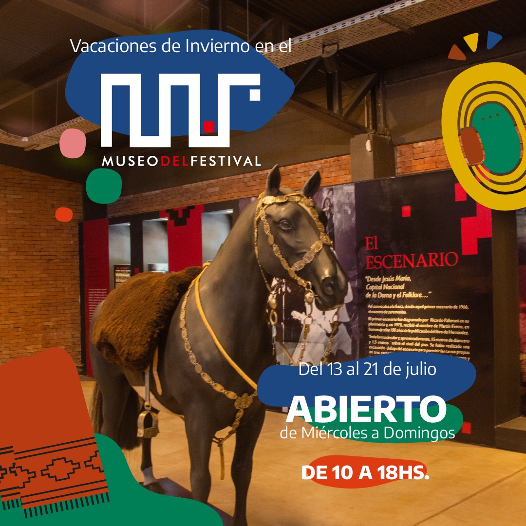 ⏰El @museodelfestival te espera en horarios especiales de VACACIONES DE INVIERNO ❄️  ¡Te esperamos para que nos conozcas y lleves tus recuerdos festivaleros!  📌 Cleto Peña 82- Jesús María  #ColoryCoraje #FestivalJM #JesúsMaría #Edición59 #EneroEnLaPiel