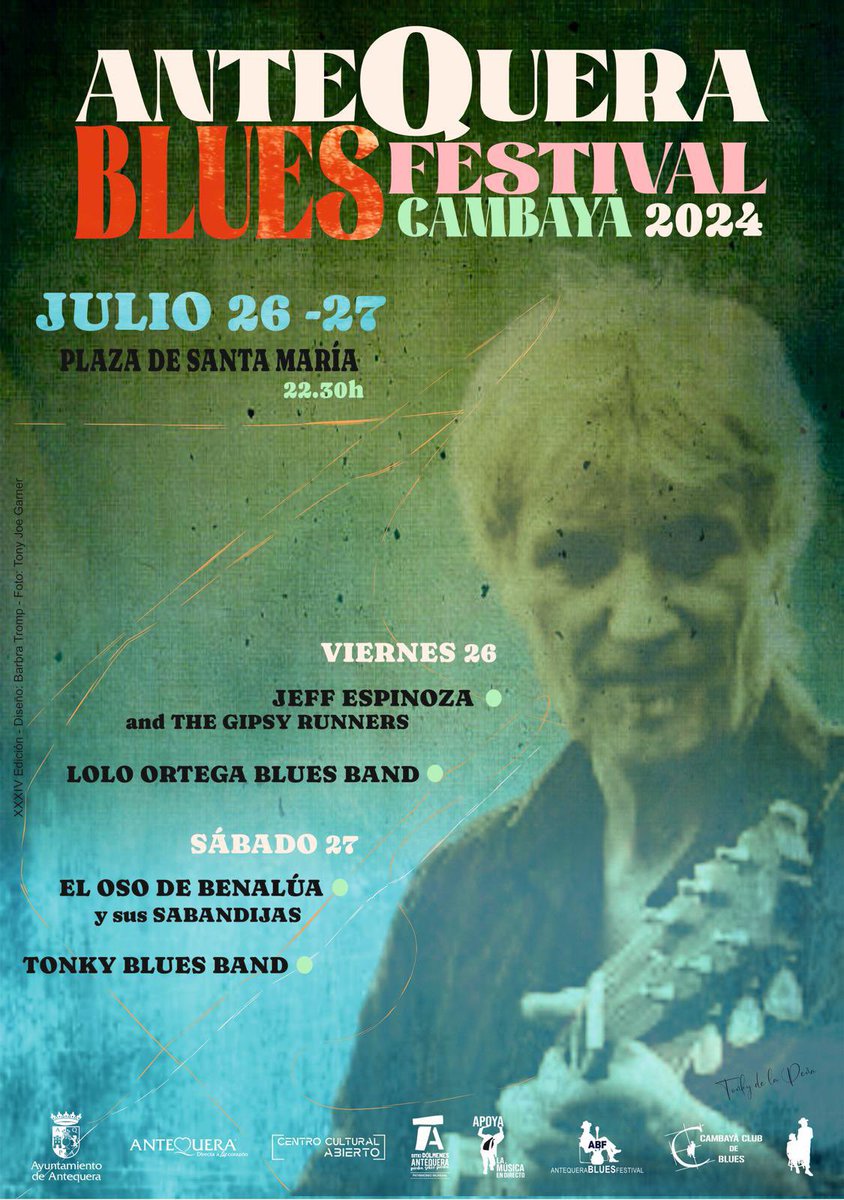 AytoAntequera's tweet photo. 🎸 Antequera despide #julio con sonidos de #blues

▫️26 julio
Jeff Espinoza and The Gipsy Runners
Lolo Ortega Blues Band

▫️27 julio
El Oso De Benalúa y sus Sabandijas
Tonky Blues Band

👉🏽Edición 34 de una de las citas más clásicas del blues en #España

#Antequera es #MásCiudad https://t.co/07kMLyac9J