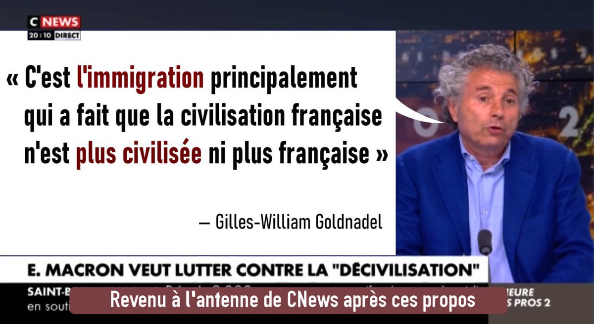 🔎 S. Nedjar (directeur de #CNews) face à l'<a href="/Arcom_fr/">Arcom</a> :
« Les personnes sur le plateau que nous invitons, dont les paroles sont malvenues, inacceptables, ne reviennent plus sur les plateaux. »

Donc pour CNews, ces paroles sont bienvenues et acceptables 👇