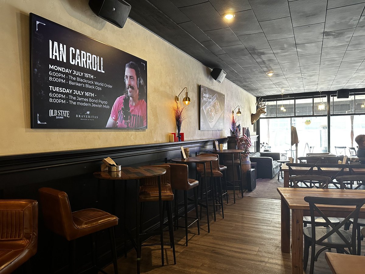IanCarrollShow's tweet photo. For the first time, I’m going to put together the whole plot, start to finish. 

Who really runs the world?

In Eagle, Idaho @OldStateSaloon tonight and tomorrow night for a total of four hours of live speaking and I am so stoked!

From the corporatocracy, to Blackrock, to the banks, to the black markets, to modern day organized crime. This stuff affects every single person on the planet.

Attached is a photo of one slide from the section where we’ll expose the music industry’s role in money laundering and organized crime.

Tickets available here: https://t.co/EQ1YS8CtcE..

Or follow @OldStateSaloon for the full experience on video across all platforms.

Event starts at 6pm mountain time.

Tonight we set the stage and tomorrow we go all the way down. All with evidence, discernment, and reason.

If you’re in the area, come say hi.