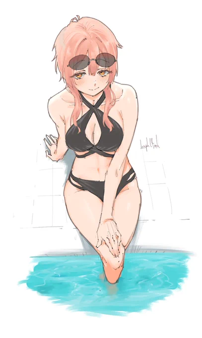 こういう黒の水着を着てくれ 