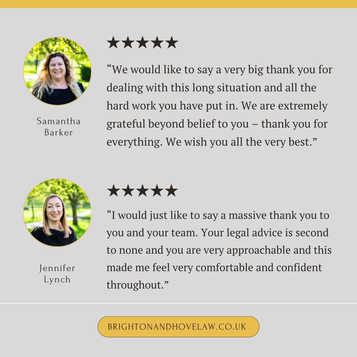 Highlighting some great testimonials we have received! We are so proud of the work our team do ❤️ For any questions, please see our website (linked in bio) or get in contact with us:

Phone: 01273 205805
email: advice@brightonandhovelaw.co.uk