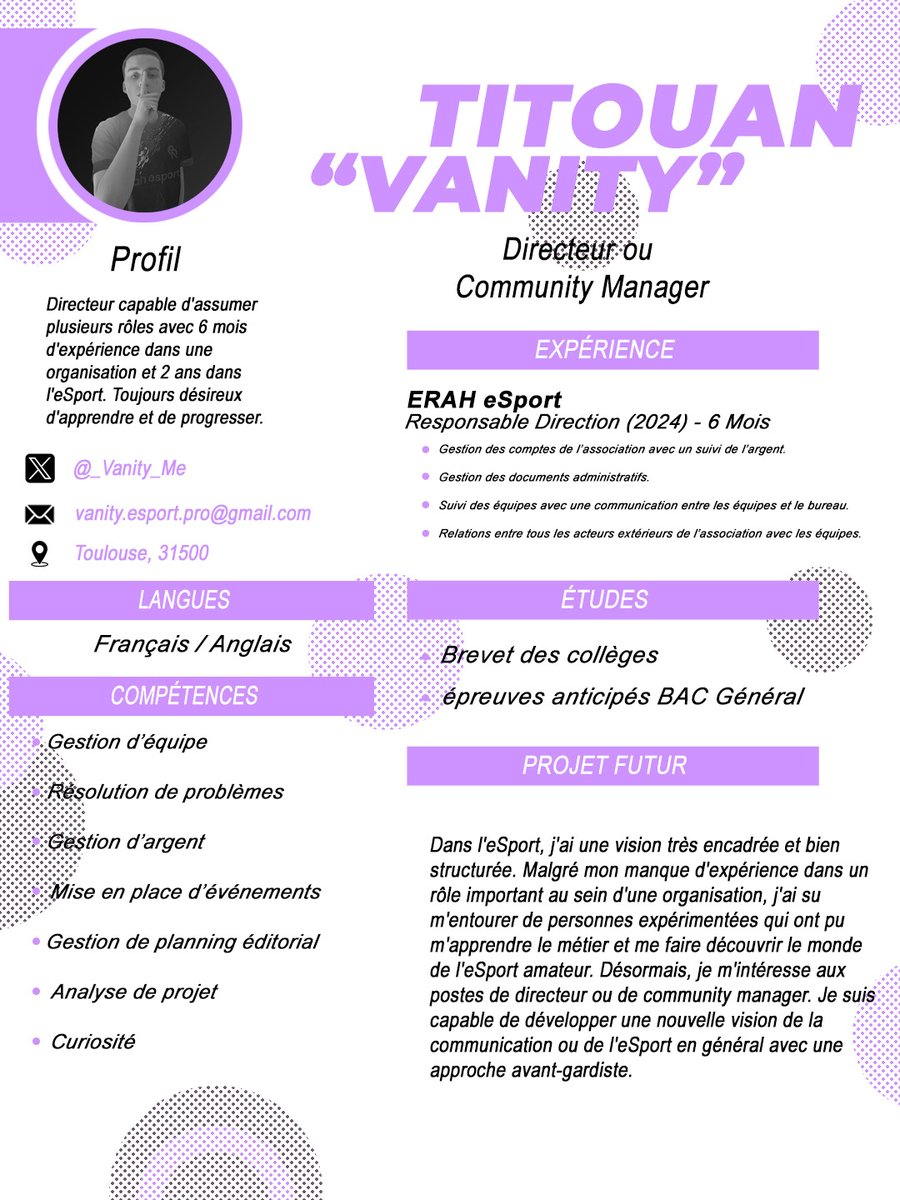 _Vanity_Me's tweet image. Une nouvelle ne vient jamais seule.. 📨

Voici mon poste F/A Directeur ou Community Manager / Assistant CM. 

Toute proposition m'intéresse, je réponds à tout le monde. Je vous transmets mon CV ci-dessous.