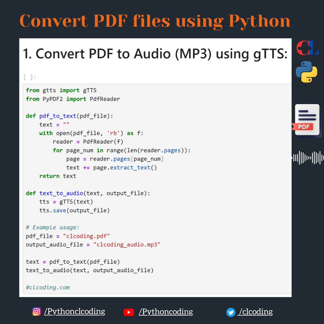 Convert PDF files using Python to Audio