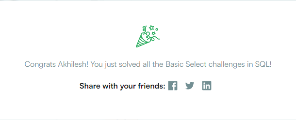 AkhileshGa64121's tweet image. Day 3 of #10DaysofSQL

👉 Finished easy questions on hackerrank
👉 Learnt how we can secondary sort in SQL

#Letsgrowtogether 
I am planning to make a cheat sheet also so if you are interested like and follow... 😁