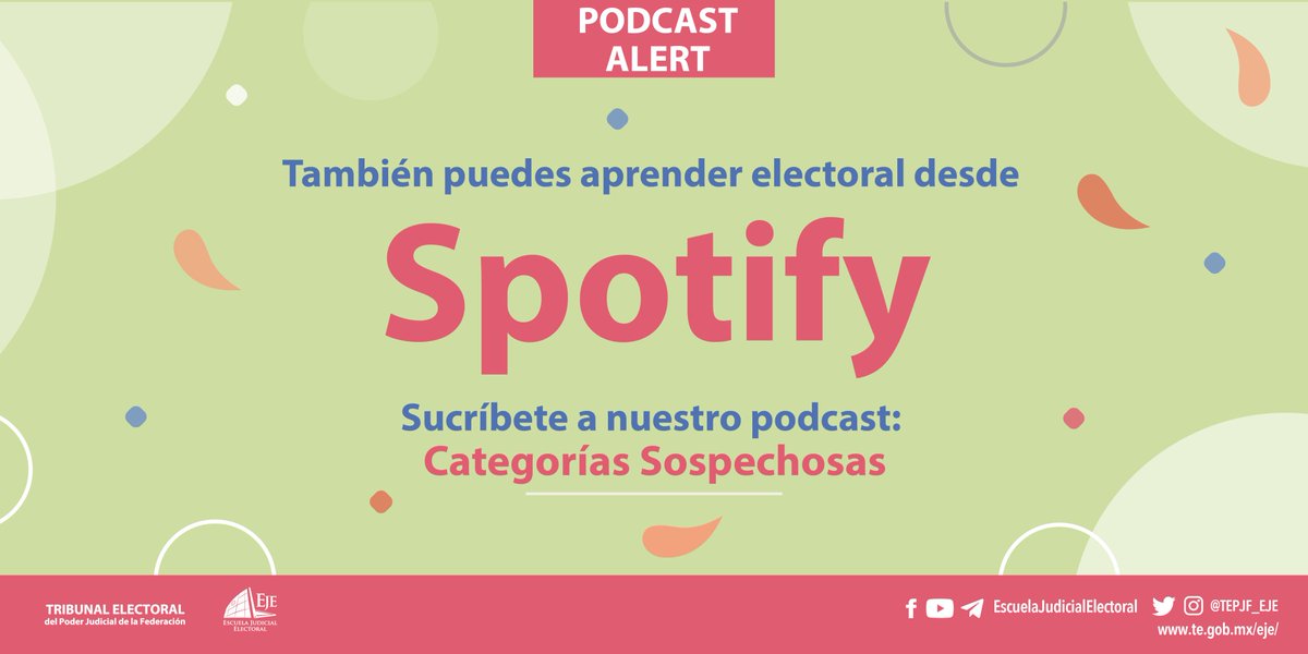 ¿Sabías que puedes aprender sobre derecho electoral mientras te desplazas o haces ejercicio? 🎧

Descubre nuestros fascinantes programas en Spotify: 🔍 Busca nuestro podcast como 'Categorías Sospechosas'.

🔔 Suscríbete para no perderte ningún episodio. bit.ly/3RMlIbx