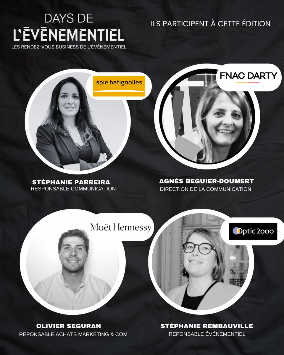👋 Ils seront présents lors des Days de l'Événementiel, et vous ? 

💡 2 jours de rencontres optimisés avec un agenda personnalisé selon vos enjeux et objectifs.

Une date à retenir : les 7 et 8 octobre 
Pour plus d'infos et inscriptions : bit.ly/47ruhgS

#eventprofs