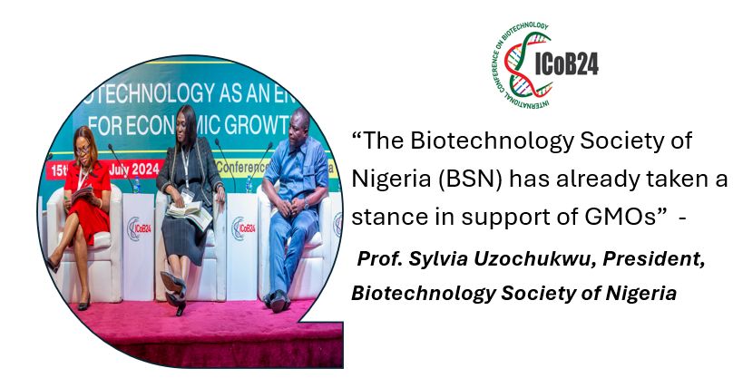 nabdanig's tweet photo. “The Biotechnology Society of Nigeria (BSN) has already taken a stance in support of GMOs” - Prof. Sylvia Uzochukwu, President, Biotechnology Society of Nigeria.
#BiotechRevolution #AdvanceNijaWithBiotech #Biotech4EconomicGrowth #BiotechEconomy #Biotech4Growth #GrowWithBiotech https://t.co/PbIh36UbL8