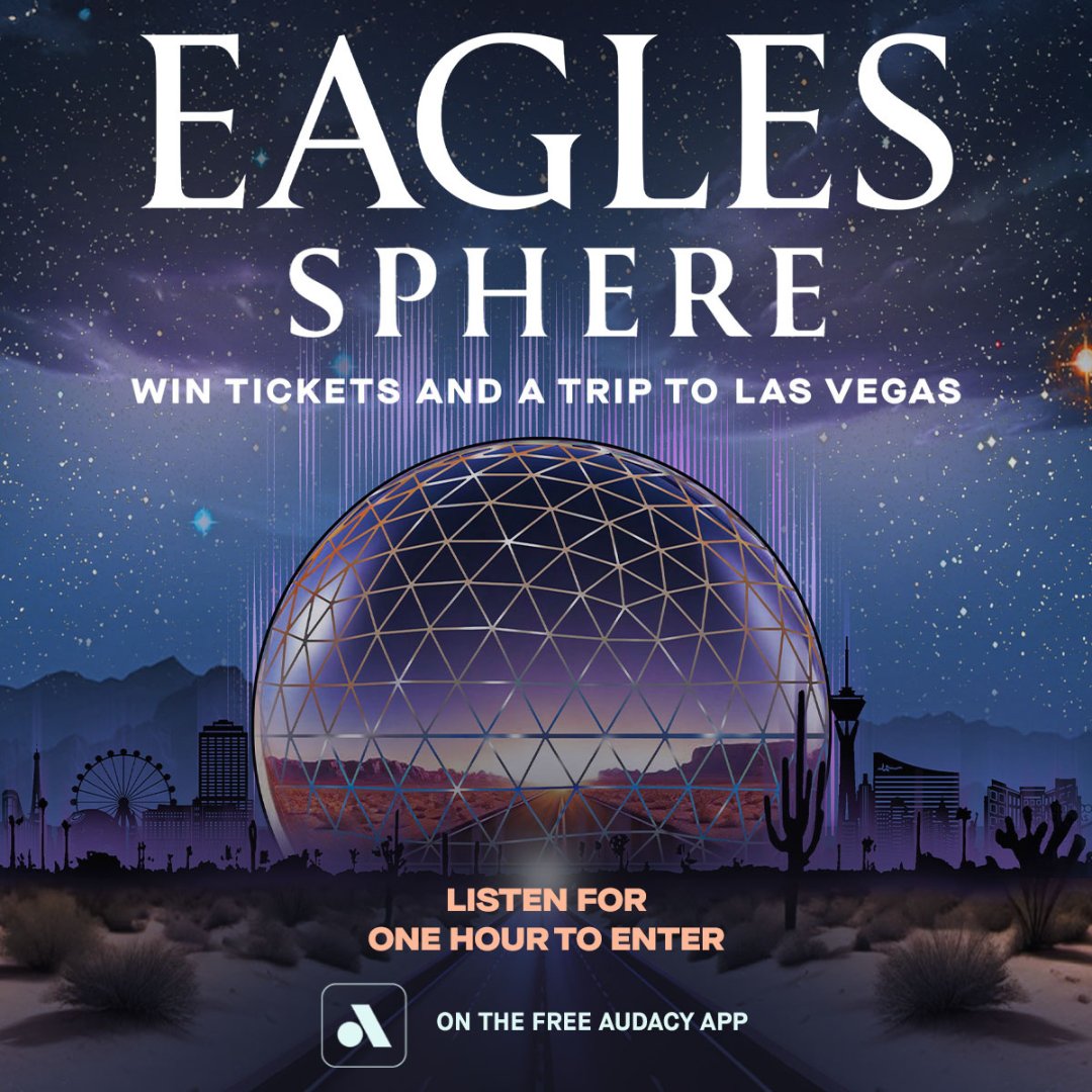 You could win a trip to see The Eagles at Sphere Las Vegas 📲Log in to the FREE Audacy app or Audacy.com. 🎧Listen to 98.9 The Buzz for 1 hour every day for your daily entry.&gt;&gt; bit.ly/4ev2DEs