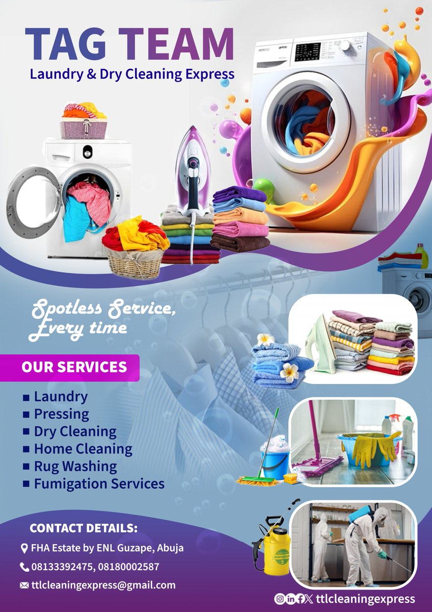 TTLcleaningexpr's tweet photo. WHAT WE DO? 

#FLYER #LAUNDRY #DRYCLEANING #FUMIGATION #CLOTHES #CARE #HEALTHY #CLEANING https://t.co/VCPloifd1j