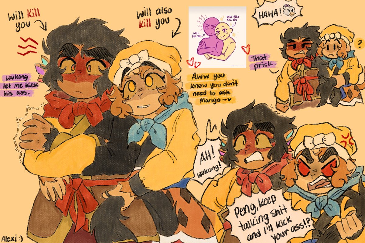 Mochilovermtsur's tweet photo. Macaque and Peng are having some problems , protective Wukong is in the case! 🍑✨

#LMKfanart https://t.co/7IZYG1cm2I