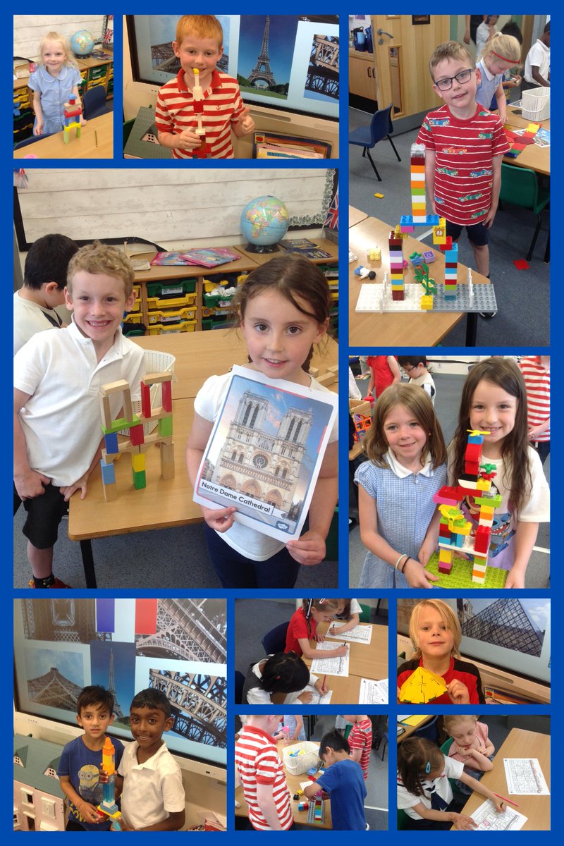 Grasshoppers enjoyed celebrating Bastille Day by dressing in red, white and blue and creating famous Paris landmarks using our construction materials. Joyeux 14 juillet! #gbs4languages <a href="/GilesBrookSCH/">Giles Brook School</a>