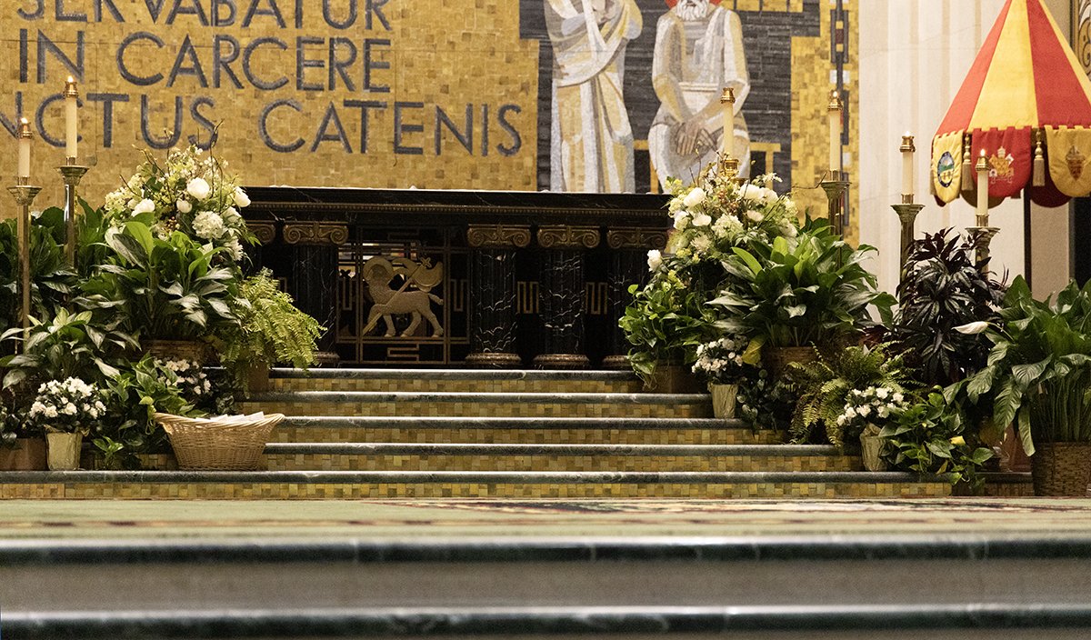 aocstewardship's tweet photo. Thank you for supporting the 2024 CMA! Yesterday was the Mass of Thanksgiving at the Cathedral Basilica, celebrated by Archbishop Schnurr. Below is the altar. To the left is a basket of prayer intentions sent during the campaign, blessed and prayed over during the Mass. https://t.co/Tkfdn3nrzZ