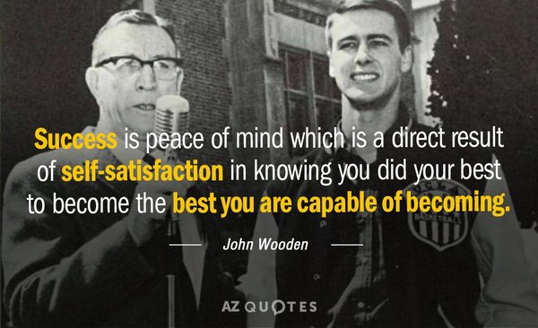 "Success is peace of mind which is a direct result of self-satisfaction in knowing you did your best to become the best you are capable of becoming."   ~John Wooden                           

#leadership #quote #BusinessMonday #MondayMotivation #SuccessTRAIN via <a href="/THE_R_ROCKSTAR/">THE'ROLLING'ROCKSTAR</a>
