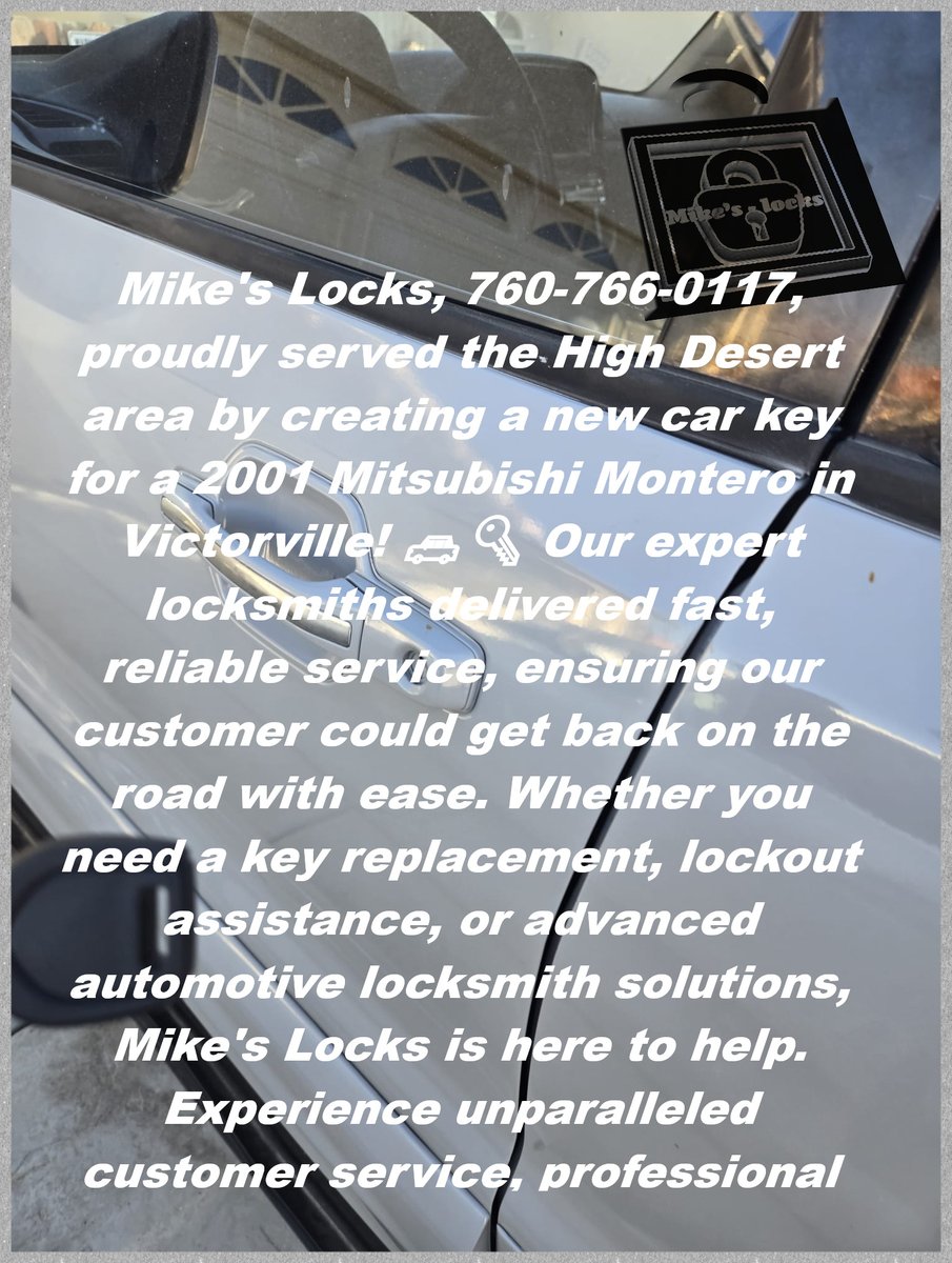 LocksMikes's tweet image. Mike's Locks 760-766-0117 - Watch Us Create a New Key for a 2001 Mitsubishi Montero in Victorville! #MitsubishiMontero #LocksmithMagic #MikesLocks