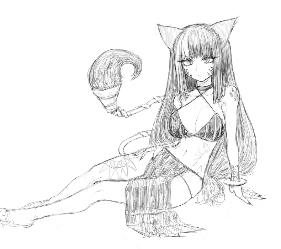 式姫ワンドロで水着キャラ描こうかと思ったら無い日だったので水着みたいな服着てる子を描いた