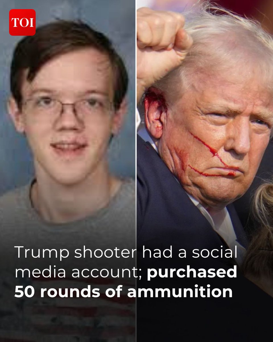 timesofindia's tweet photo. 20-year-old #ThomasMatthew Crooks, who shot at #DonaldTrump at Pennsylvania rally Saturday had an account on social media platform Discord, details have now emerged.
Read more 🔗 https://t.co/5RNfsWOsJr https://t.co/FOUSqT4j2E