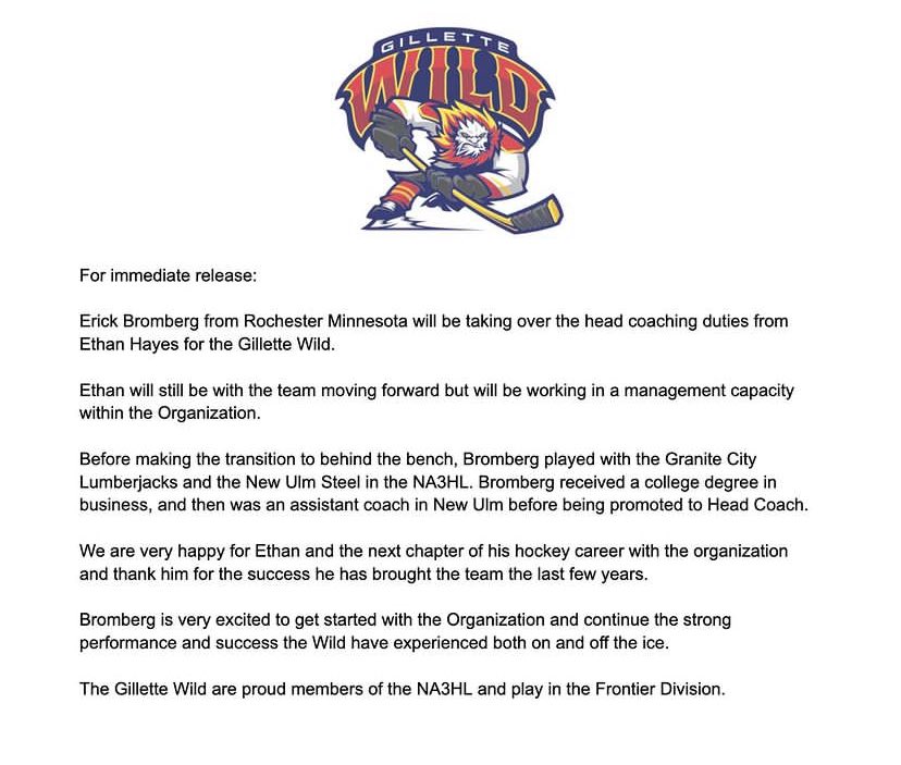 GilletteWild's tweet photo. Big News! We have a new head coach for the upcoming season. 🏒

Read the full press release. https://t.co/gCbfISFxIz