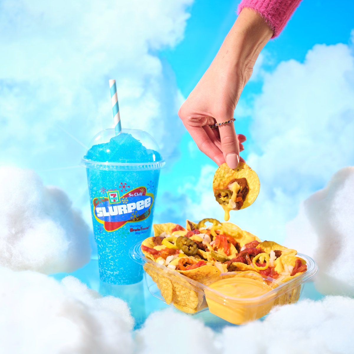 my sadness disappears when this Slurpee and Loaded Nacho pairing  is around