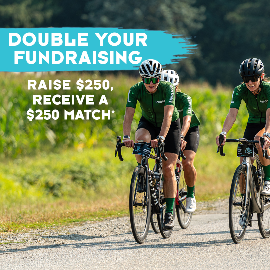 TourdeCureBC's tweet photo. Did you miss last month’s match? 
 
Starting Monday, July 15, the first 300 participants to raise a minimum of $250 through online donations will receive a matching donation of $250! https://t.co/9whxWigRHp https://t.co/snBKcnQfaD