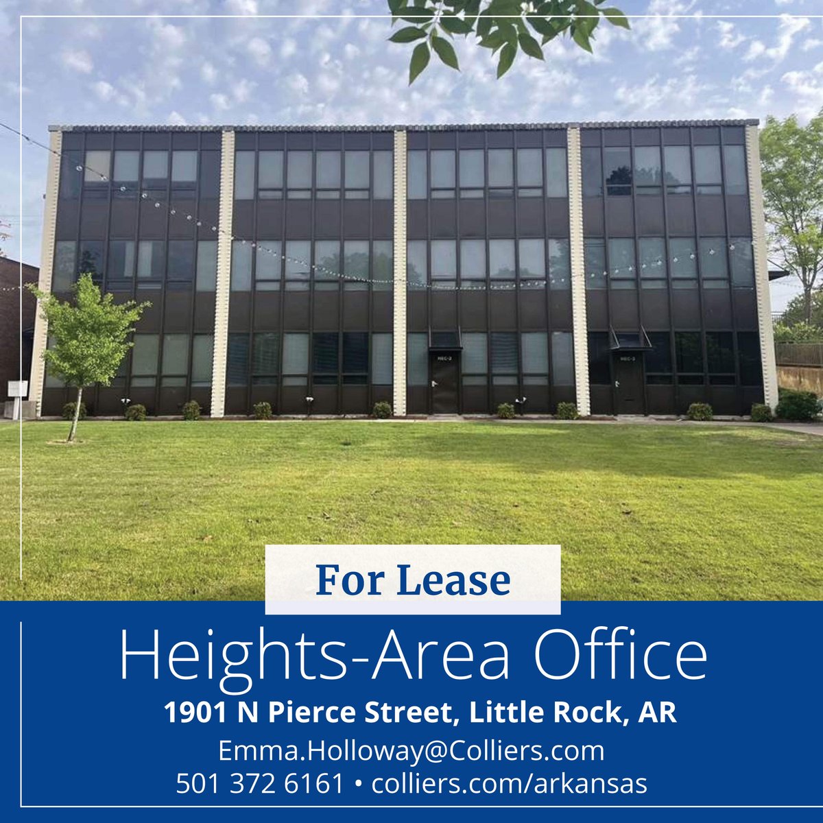 Colliers_AR's tweet photo. FANTASTIC Heights office opportunity! Walkable setting surrounded by area's best restaurants/retail. Parking included. Easy access to Cantrell and minutes from downtown/WLR. Emma.Holloway@Colliers.com or 501-372-6161 https://t.co/rhALywVCqu #ColliersAR #LoveLR #OfficeSpace https://t.co/c3Qsc4dfsr
