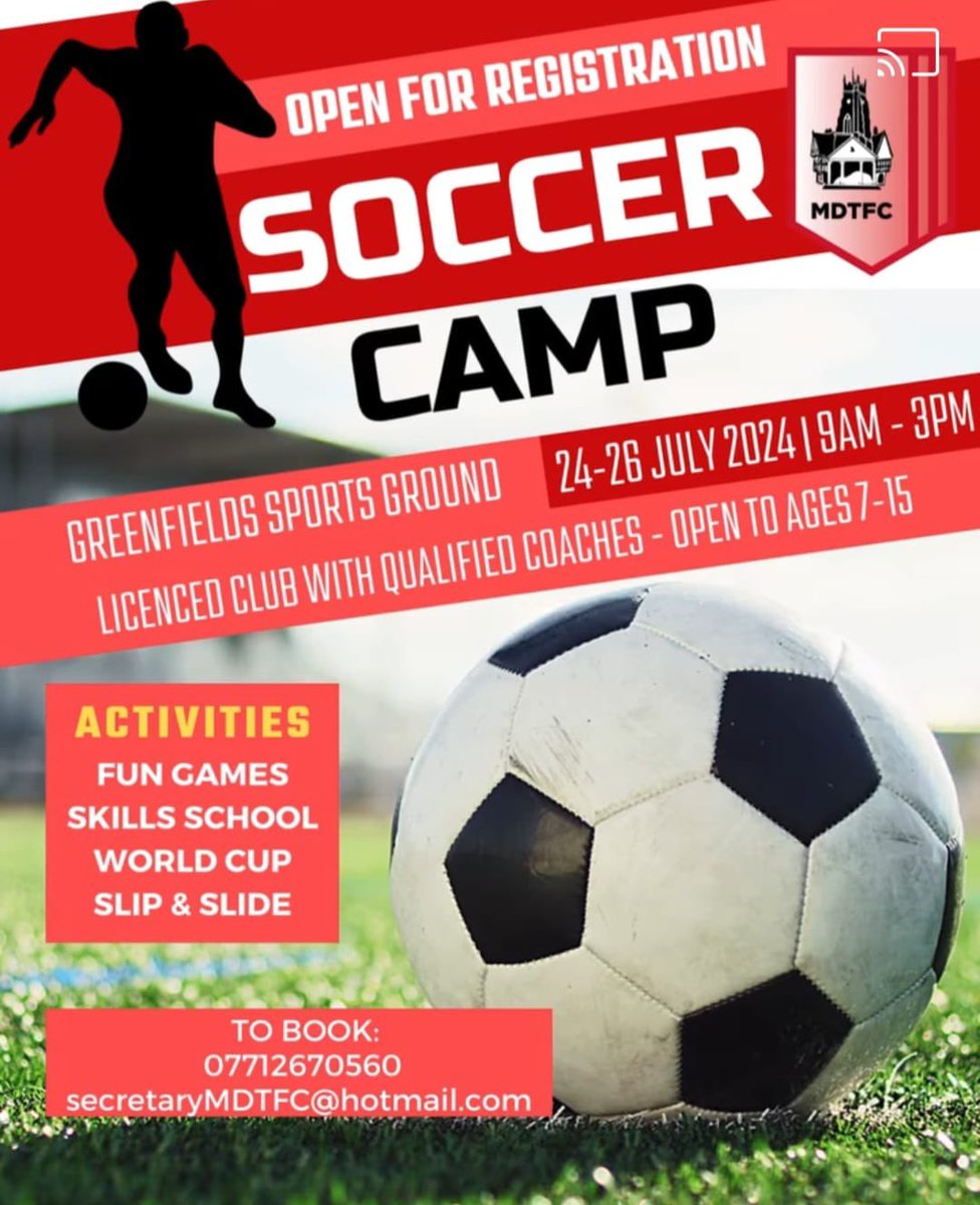 DanDawson12's tweet image. Looking forward to delivering a session for the players attending our summer Soccer camp! 

An excellent chance to get a feel for what it’s like to play for @MDTFC !! 

3 days of football filled fun, what’s not to love? Sign up today to ensure your child’s place!