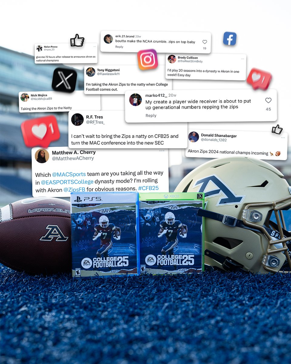 ZipsFB's tweet photo. Release Week #EACFB25🔥 Who's got big plans for the Zips⁉️ We're in the game @EASPORTSCollege 😤💯

#GoZips🦘 https://t.co/WwMRNJffST