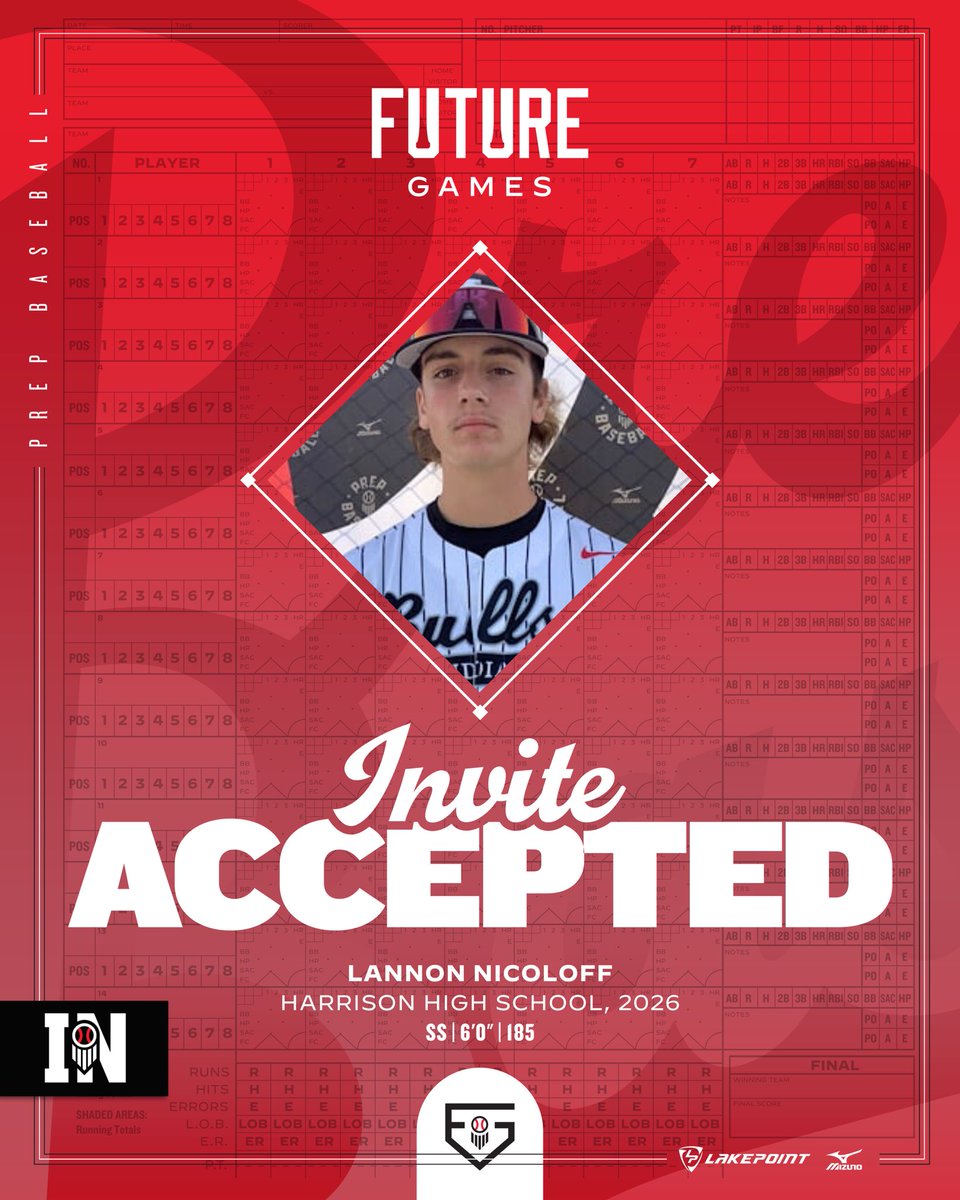 𝗙𝘂𝘁𝘂𝗿𝗲 𝗚𝗮𝗺𝗲𝘀 | 𝗜𝗻𝘃𝗶𝘁𝗲 𝗔𝗰𝗰𝗲𝗽𝘁𝗲𝗱 

‘26 Lannon Nicoloff (Harrison) will represent #TeamIndiana next week <a href="/LakePointSports/">LakePoint Sports</a>❗️

6’0” 185 lb switch-hitting SS. Defends + barrel control. 📈

↳ loom.ly/nh9G61U

<a href="/LannonNicoloff/">Lannon Nicoloff</a> | <a href="/Harrisonbsball/">Harrison Baseball</a>

#PBFG24