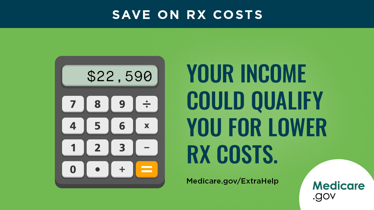 MedicareGov's tweet photo. Thanks to a new law, many people qualify for additional savings on their Medicare drug coverage (Part D) costs. Don’t wait — find out if you might qualify for Extra Help today at https://t.co/vuM5G4ObCr. https://t.co/Yn5qULulDg