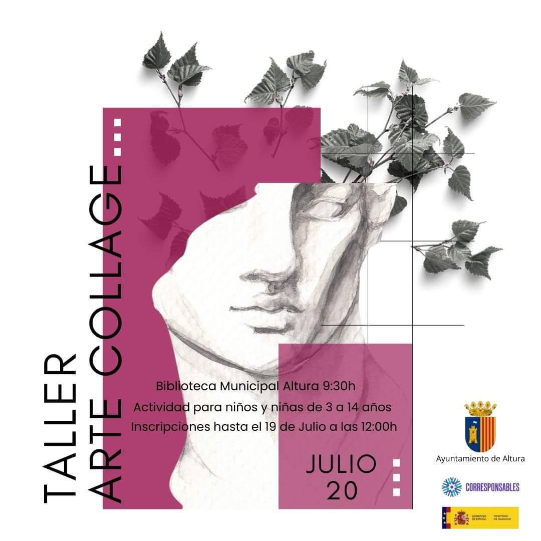 sedeosc's tweet photo. 📢📢 LOS SÁBADOS SON DIVERTIDOS / LOS SÁBADOS CONCILIA: 

🔝 El sábado 20 de julio, la jornada estará dedicada al “Taller arte collage“. 

ℹ️ Talleres dirigidos a niñ@s de Altura entre 3 y 14 años.🤩

✅ actividades gratuitas. 

📍 Lugar: Biblioteca municipal/ Casa de la Cultura. https://t.co/GWB10hxwUD