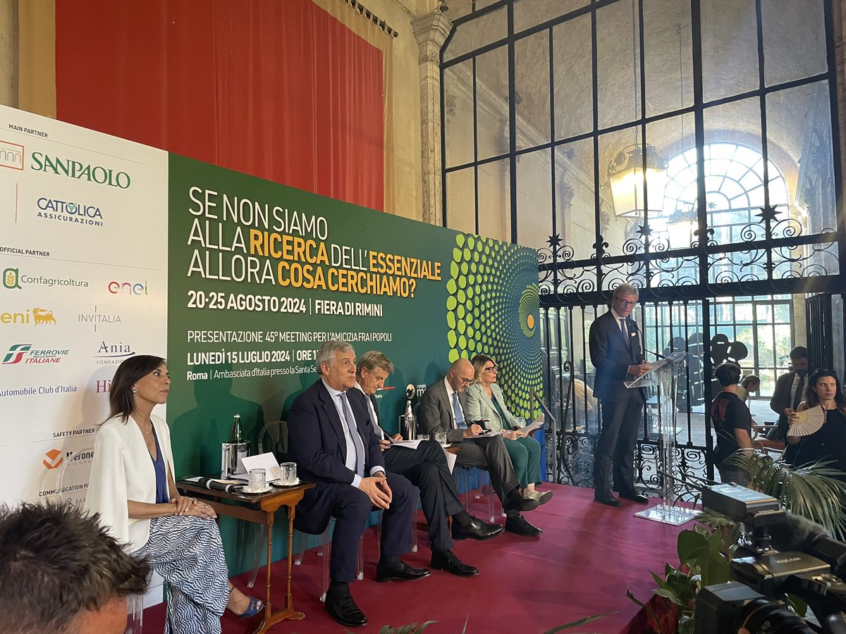 marcoaluigi's tweet image. Inizia con il saluto dell’amb. #DiNitto @ItalytoHolySee la presentazione ufficiale del 45 @MeetingRimini con #Scholz il VP Consiglio e Min. esteri @Antonio_Tajani il VP del CSM #Pinelli la Presidente di @aniaufficiale #Farina la Presidente di @AceaGruppo #Marinali #meeting24