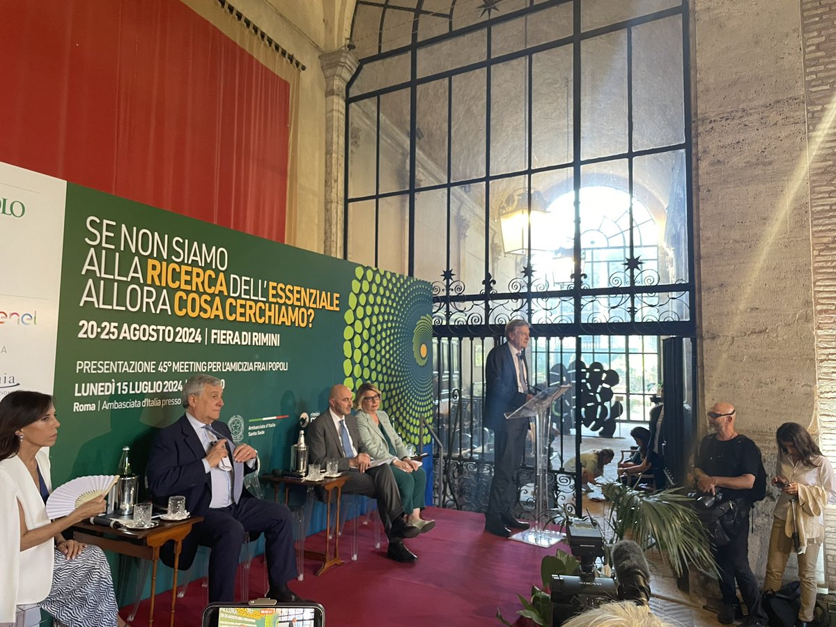marcoaluigi's tweet image. Inizia con il saluto dell’amb. #DiNitto @ItalytoHolySee la presentazione ufficiale del 45 @MeetingRimini con #Scholz il VP Consiglio e Min. esteri @Antonio_Tajani il VP del CSM #Pinelli la Presidente di @aniaufficiale #Farina la Presidente di @AceaGruppo #Marinali #meeting24