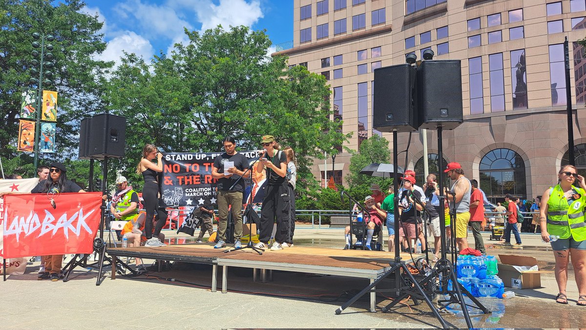 MarchOnDNC2024's tweet photo. We are marching on the RNC to fight for community control of the police and bring an end to police crimes, says Katie from @dcaarpr. #freethemall #communitycontrolofthepolice https://t.co/Q7GtXr5m0r