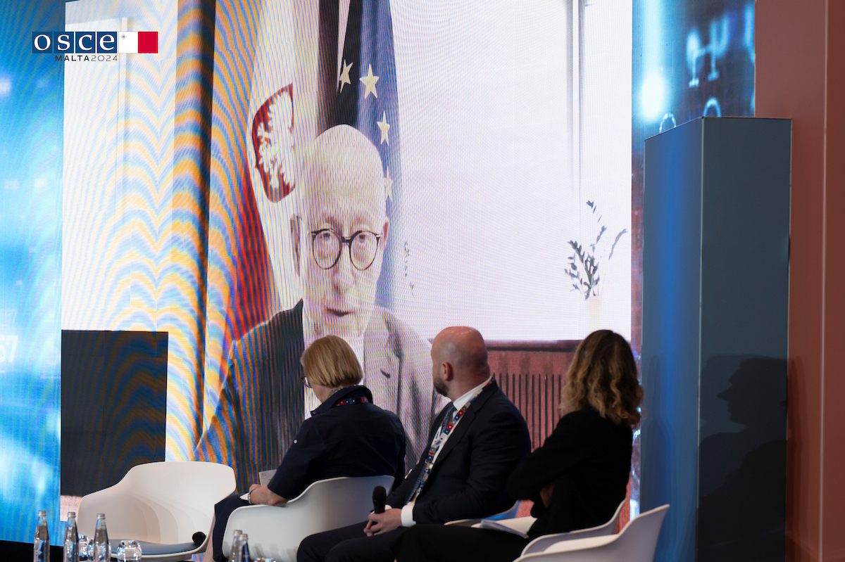 Session I of the Conference on #Cyber/#ICT Security delved into the current cyber security landscape highlighting the risks and threats within the
<a href="/OSCE/">OSCE</a> area in today’s digital age. 🌐

📍By examining the misuse of emerging technologies, we can develop effective strategies to