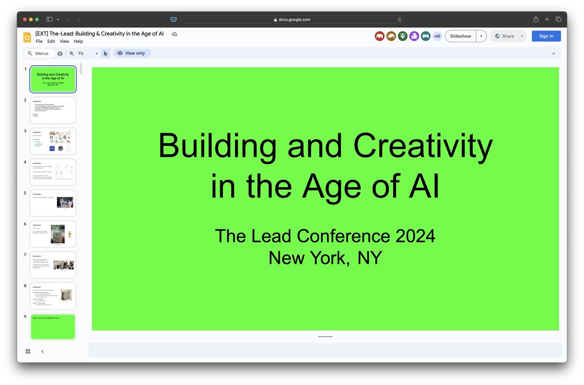 *178 pages* of AI heat for creatives: docs.google.com/presentation/d…