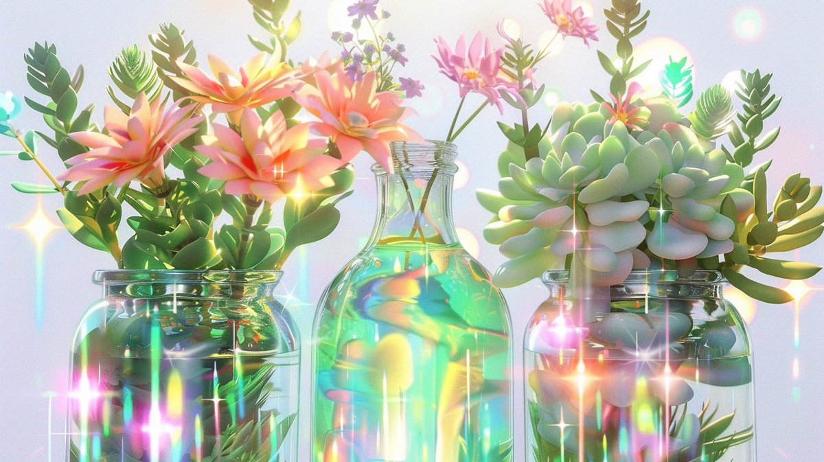GainsdalfGwei's tweet photo. Showcasing --sref 2059934863 ✨

Today's ethereal #Midjourney SREF of the day. 

Apply these intriguing visuals of pearlescent hues, verdant greens, teal, turquoise, and aquatic themes. 

Expect glossy textures, glittery details, lens flares,  dispersion as well as bloom effects. https://t.co/WEOUQZV3QC